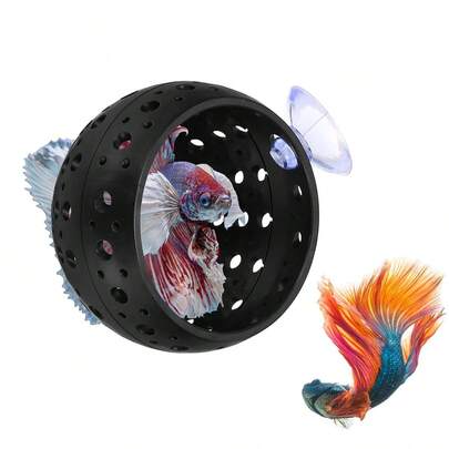 1pc Aquarium Fish Hideaway Ball With Suction Cup, Suction Cup Fish Tank Tunnel, Shrimp Cave Decor, Suitable For Ornamental Fish Like Betta, Guppy, Etc.