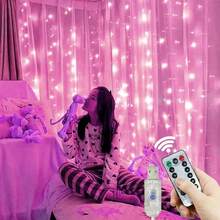 1 Stück LED Vorhanglichter mit Fernbedienung, bezaubernde Lichterketten für Hochzeitsdekoration - USB betrieben, 8 Beleuchtungsmodi, für Zuhause Schlafzimmer Fenster Wand, geeignet für Einzelparty, Hochzeit, Geburtstag, Party, Valentinstag Dekoration, Saisonale Dekoration, Feiertags Beleuchtung - USB-Vorhanglicht - Übersicht 14