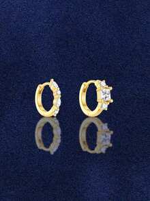 1pc S925 Sterling Silver Navel Ring, Classic Geometric Eye-Shaped Inlaid Zirconia Navel Ring, Suitable For Women's Daily Wear, Wedding, Party, Engagement, Anniversary, Valentine's Day Exquisite Body Jewelry - Single - View 4