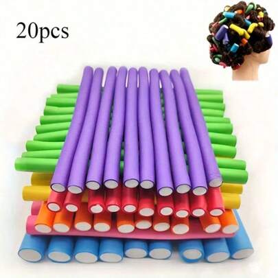 20pcs Soft Heatless Hair Curlers - DIY Styling Soft Foam Curling Rods, Random Colors