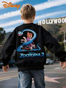 Disney Zootopia 2 Black Crewneck Sweatshirt, Main Character Print, Double-Sided Design, Soft Fleece Lining, Oversized Fit, Casual Style, Perfect For Movie Fans & Daily Outfits, Unisex - màu đen - Xem 3