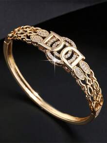 1pc Vintage Hollow Classic Bracelet, Micro-Inlaid Zirconia, Luxury Elegant Accessory Suitable For Daily Wear, Commuting And Banquet - Bracelet - View 1