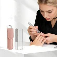 1Set Reusable Round Head Glass Exfoliating Nail File & Storage Bag Set Double-Sided Crystal Carving Grinding Rod Removing Dead Skin Polishing Strip Washable Manicure Surface Repair Pen Polishing The Nail Shape & Shining Nail Surface File - Multicolor - View 9