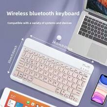 Kit Teclado y Mouse Bluetooth Pastel para Chicas | Teclado Ultra Delgado Silencioso con Teclas Cuadradas | Recargable, Compatible con 3 Sistemas y Todos los Dispositivos - Rosa - Ver 3