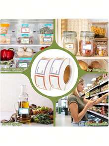 1000pcs Waterproof, Oil-Proof Labels - Suitable For Refrigerator, Freezer, Food Storage Room And Kitchen Organization - Perfect For Food Containers, Jars, Lunch Boxes, Food Storage Labels, Minimalist Design, Oil-Resistant Material, Busy Households, Thank You Stickers, Birthday Stickers, Gift Labels, Label Stickers - Multicolor - View 9