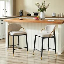 Barstools - Black + Gold + Light Brown + Fabric - View 2