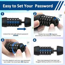 - Candado para bicicleta, combinación de 5 dígitos, resistente y antirrobo, bloqueo de cadena de bicicleta, 2.62/3.2/4.27/5/6 pi - como en la foto - Ver 8