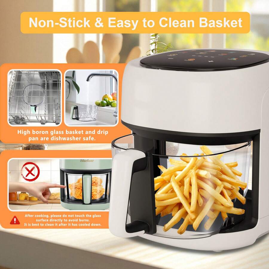Newest Glass Air Fryer, 5QT With Transparent Fry Bowl, Circulating Heating, Temperature Control, Air Fryer Roast - 查看 1