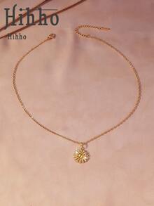 1件装奢华向日葵锆石吊坠项链，女士款，全镶锆石颈链，优雅百搭，送给女友/闺蜜的生日/周年纪念礼物 - 太陽花 - 查看 6