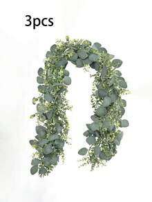 1/3 件装 67 英寸人造银元桉树藤蔓，仿银元桉树花环，带绿叶，适用于情人节、母亲节、复活节装饰、婚礼拱门、桌面摆设、墙面装饰、室内外派对用品 - 綠色 - 查看 8