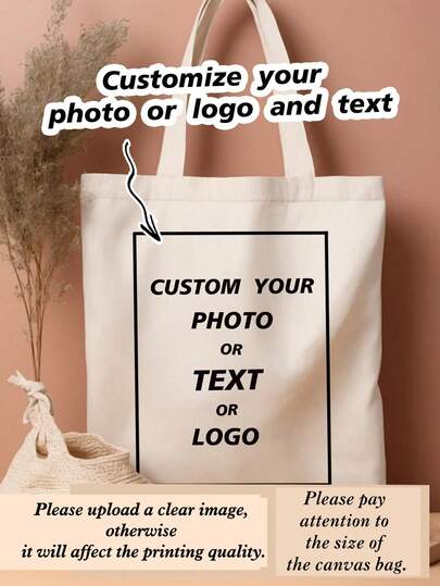 1 szt. spersonalizowanej torby płóciennej z niestandardowym tekstem lub obrazkami. Idealna na codzienne zakupy, ta torba typu tote lub crossbody charakteryzuje się dużą pojemnością, lekkością i stylowym designem. Nadruk z literami jest poręczny, wszechstronny i niezwykle praktyczny.