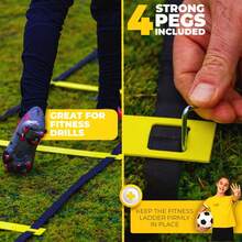 Football Master 6 Metre Agility Ladder With 10 Training Cones Adjustable Jump Step Rope Outdoor Rungs Fitness Speed Training Equipment - Yellow - View 11