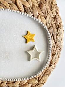 天体与天气主题聚合物粘土切割器，白色太阳和月亮形状，DIY耳环、女巫饰品、天体礼物等工艺工具 - 白色 - 查看 6