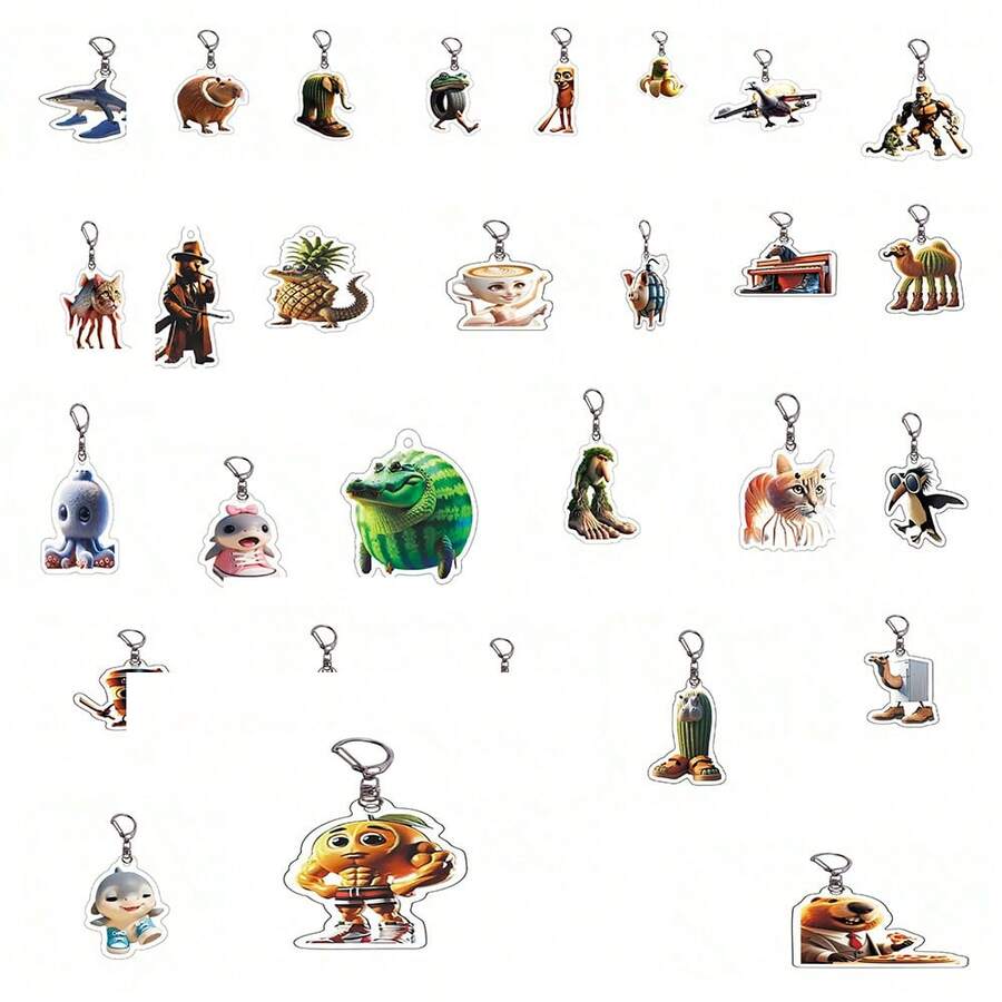 5pcs/10pcs/1pc Random Delivery Acrylic Mythical Creature Keychains, Abstract Novelty Gift - Multicolor - View 1