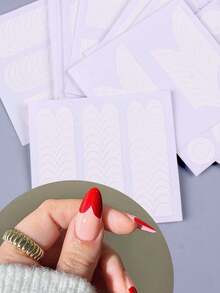 18pcs French Moon Pattern Self-Adhesive Nail Stickers, DIY Nail Art Template, Nail Decoration Tools (Random Patterns) - White - View 4