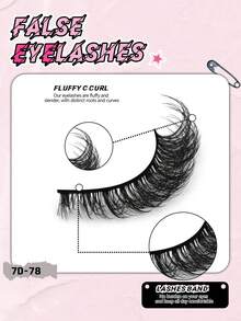 GROINNEYA 10对装蓬松俄罗斯3D水貂毛假睫毛，纤长浓密，打造猫眼妆效，奢华丰盈，整条式设计，自然柔软，打造最美妆容，旅行必备化妆工具 - 俄羅斯條狀假睫毛 - 查看 7