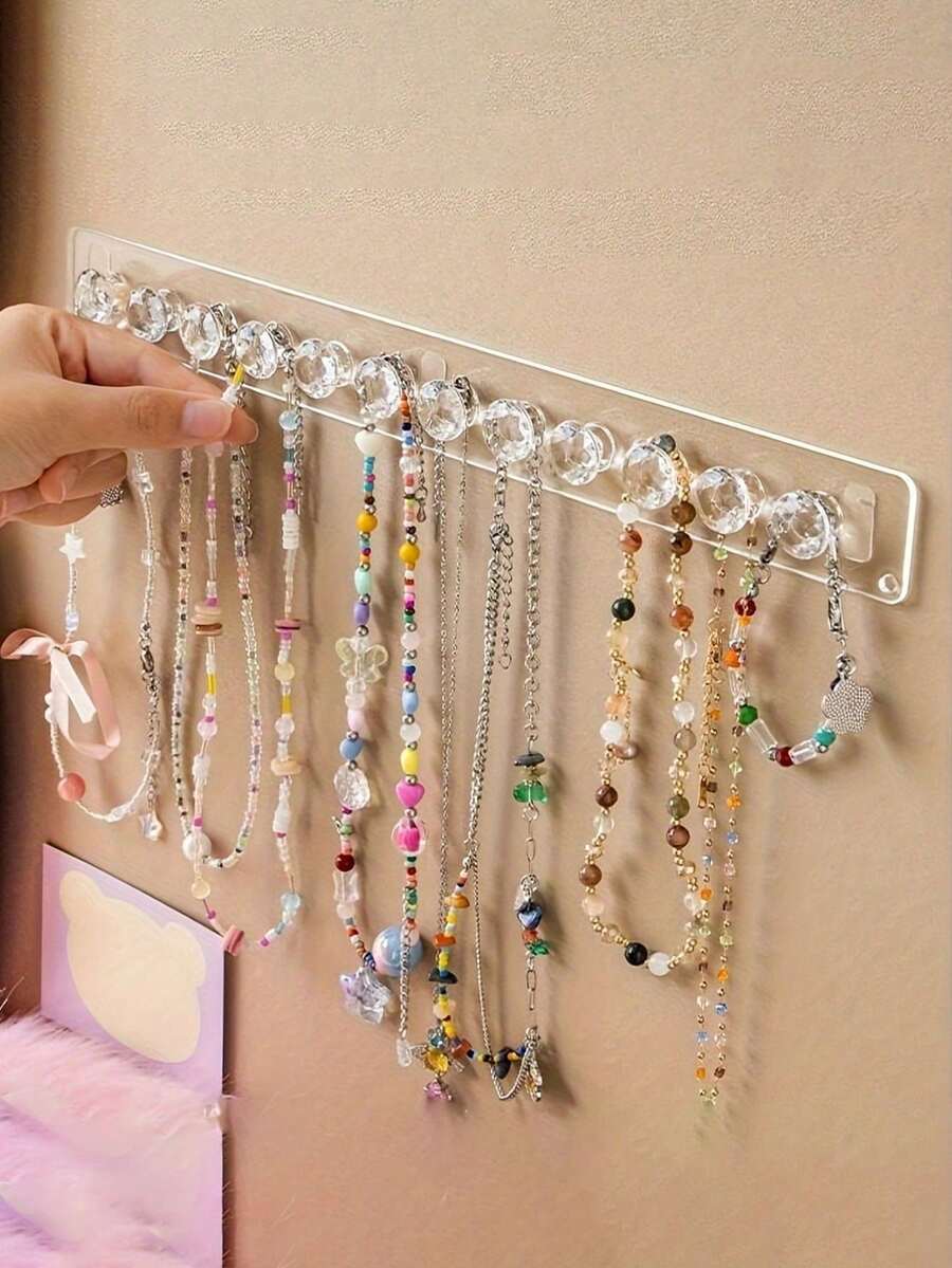 Transparent Acrylic Jewelry Organizer Rack, Wall-Mounted Necklace Display Stand, Portable Jewelry Display Holder, Multi-Function Jewelry Storage Box, Home Decor, Wedding Supplies