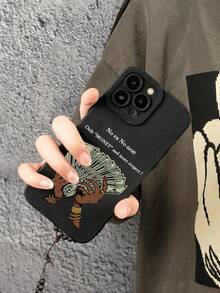 Funda de teléfono "Dinero y respeto" de 1 dólar, cubierta protectora suave de TPU mate negro, protección de lente, impresión del eslogan "No ex no next", diseño estético, protección antideslizante, adecuada para uso diario y regalo de cumpleaños, compatible con iPhone - Negro - Ver 6