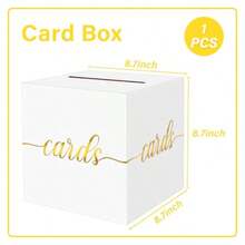 1 Pack White And Gold Foil Card Box For Party 8.7" White Gift Card Box For Birthday Wedding  Shower Retirement Anniversary Bridal Shower Graduation Raffle Ticket - White and Gold Card Box - View 3