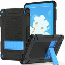 Military Industry Anti-Fall New Slim Shock-Proof Protective Case With Stand For Tablet, Convenient To Use - Black Silicone + Glacier Blue PC + Glacier Blue Bracket - View 7