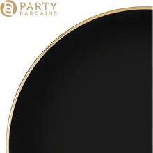 PARTY BARGAINS 13-Inch Charger Plates - 8 Pack, Organic Collection Black Gold Rim, Heavy-Duty Disposable Chargers For Elegant Dining - Ideal For Weddings And Formal Events - 錘紋黑金邊 - 查看 7