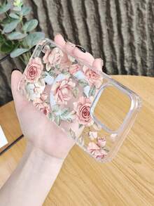 Watercolor Pink Rose Floral Phone Case Cover With Green Leaves, Magnetic Design Enables Wireless Charging, Slim Protective Back Cover For Women Elegant Flower Pattern Design Shockproof Protective Case Compatible With Samsung Galaxy S26Ultra S26Plus S26 S25 S24 S23 S22 Plus FE Edge A56 A54 A36 A35 17promax 17Air 17pro 17 16E 16 15 14 13 12 11 X XS XSMAX Plus Pro Case - Trong sáng - Xem 10