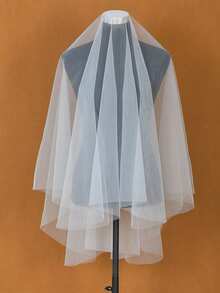 1 Layer Simple Bridal Veil Wedding Bridal Veil Cover Face Veil Without A Comb Wedding Accessories - Multicolor - View 3