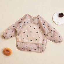 1pc Waterproof Baby Bib, Infant Toddler Feeding Apron With Large Pocket, Polyester One-Piece Smock Suitable For 6-36 Months, For Feeding And Painting - Multicolor - View 14