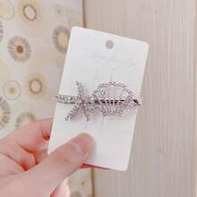 1件装 时尚女士闪亮合金水晶水钻贝壳金属发夹配饰 - 圖片色 - 查看 3