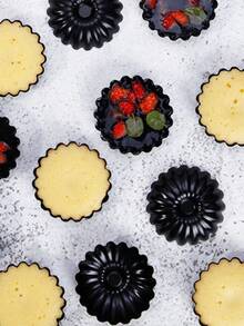 6/12/24pcs Mini Non-Stick Carbon Steel Egg Tart Mold - Reusable Muffin Cupcake Baking Mold, Suitable For Cupcakes, Muffins, Cookies, Pies, Egg Tarts, Puddings Baking Tools - Black - View 3