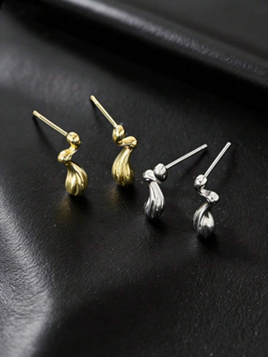 1对铜合金极简几何线条设计耳环（女士款） - EH1278 - 查看 1