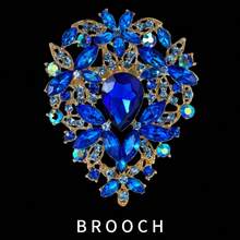 1/5 Broche de aleación con cristales de piedras preciosas, elegante y exagerado accesorio floral para ropa de mujer, mejor regalo para amigos - bandera - Ver 10