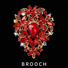 1/5 Broche de aleación con cristales de piedras preciosas, elegante y exagerado accesorio floral para ropa de mujer, mejor regalo para amigos - bandera - Ver 13