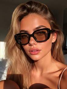 1 Paar unisex retro Katzenauge in Braun, Modeaccessoire für den Strand, Damenbrille, grundlegendes Herbst-/Winteroutfit, Business Lässig, Sommerurlaub am Strand, Outdoor, Reisegeschenk, Ausflüge, Rückkehr zur Schule - schwarzer Tee - Übersicht 1