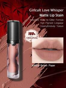 GIRLCULT Love Whisper 哑光唇釉 #M58 棕裸色 | 创新哑光转亮泽配方 | 丝绒般柔滑质地 | 3.8克（0.13盎司）唇膏，礼盒套装 - M58 Brown Paper - 查看 2