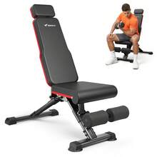 MERACH Adjustable Weight Bench With 72 Training Angles, Foldable Weight Benches For Home Gym With 990 LBS,  Perfect For Home Workouts . Great For Full-Body Strength Training - Black and Red 2.0 - View 2