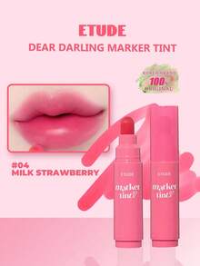 ETUDE Dear Darling 唇彩 04 牛奶草莓，保湿持久唇彩，高显色度唇线笔，精准笔尖，易于涂抹，柔滑哑光妆效，不晕染，缎光显色效果，纯素配方，韩国化妆品，3.5克/0.12盎司。 - 04 Milk Strawberry - 查看 2