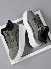 Fashion Casual Women's Flat Platform Shoes Classic Stylish Women's Lace-Up Athletic Skateboard Sneakers Women's Casual Thick Sole Sneakers - Military Green - View 6