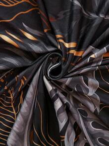 1pc Digital Printed Leaf Pattern Milk Silk Sofa Seat Cushion Cover, High Elasticity Dust-Proof Washable Sofa Slipcover For All Seasons, Suitable For Outdoor Rattan Modular Sofa, Sold Individually Not As A Set - Multicolor - View 5