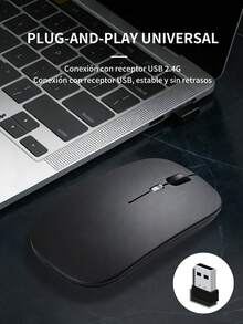 2 piezas Ratón inalámbrico de computadora silencioso de 2.4 GHz con receptor USB BT5.0/3.0, mouse Bluetooth portátil recargable de 4000 DPI - Tipo de Enchufe A USA (110-127V) - Ver 8