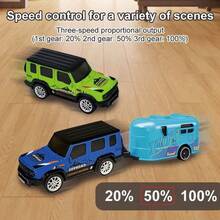 ¡RecomendadoMini Camioneta Offroad con Remolque A Control Remoto Mini Camioneta RC Escala 1:64 con Luces (Verde)¡Top de Temporada - Azul - Ver 6