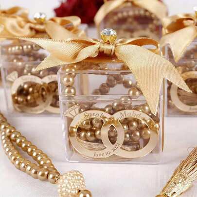 Personalized Prayer Bead Rosary Ring Decoration | Wedding Nikah Engagement Ramadan Eid Birthday Baby Shower Party Gift