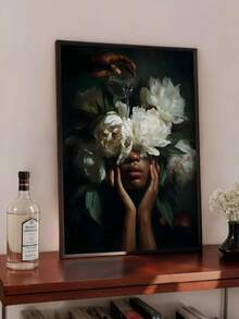 1pc African American Floral Wall Art, African American Art, Magical Realism, Female Portrait, African Wall Art, Modern Wall Art, Floral Art, Holiday Gift Or Room Decor, 2D Flat, Suitable For Room Decor Wall Painting, Frame Optional - B - View 6