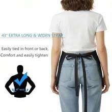 BOHARERS Waist Apron With 3 Pockets - Black Waitress Waiter Server Short Aprons For Kitchen Restaurant Use Durable Cotton Fabric Practical Design For Food Service Staff - -B12 黑盒裝- - 查看 4