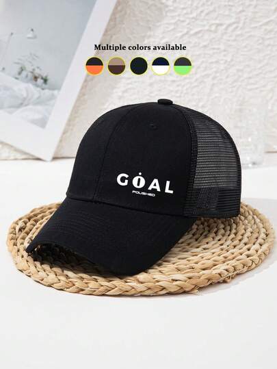 1 pieza Gorra de béisbol ajustable con estampado de letra, estilo personalidad Y2K, para hombre, unicolor, adecuada para primavera, verano y otoño, para deportes al aire uso casual en la playa