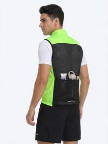 Men's Cycling Vest - Lightweight Full Zip Sleeveless Sports Jacket With Pockets, Suitable For Cycling And Running - Yellow - View 2