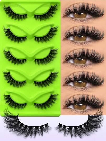 Lasvirey 5 Pairs Fox Eye Eyelashes Cat Eye Eyelashes Thick Fluffy Faux Mink Eyelashes Luxury Natural Look Fake Eyelashes Soft Volume Eyelash To Dating Scenarios Bachelor Party