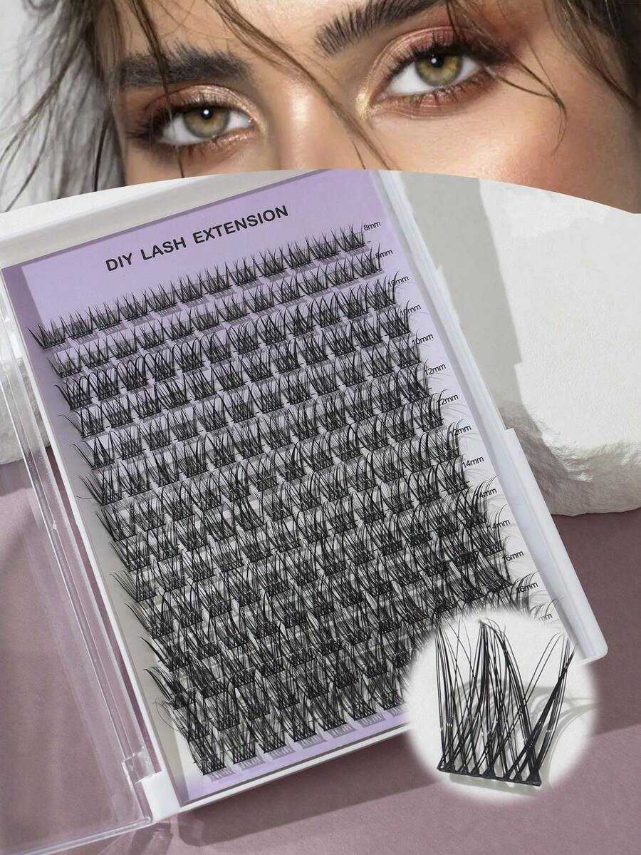 [HACHIMEE] 168片装 8-16mm 自然C/D卷度柔软假睫毛，上镜效果好，适合节日、庆典及日常佩戴 - 黑色 - 查看 1