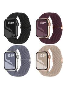 4条编织弹力单环表带，适用于38mm、40mm、41mm、42mm、44mm、45mm、46mm、49mm表盘尺寸，彩色实用尼龙弹力表带，兼容 Ultra 2、SE、11、10、9、8、7、6、5、4、3、2、1，适合作为学生返校礼物 - 46毫米 - 查看 25