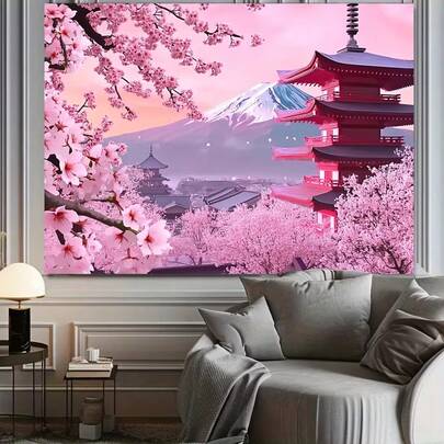 1件动漫风景时尚图案挂毯，可用作房间装饰旗、墙饰、壁画、家居装饰或宿舍装饰。
